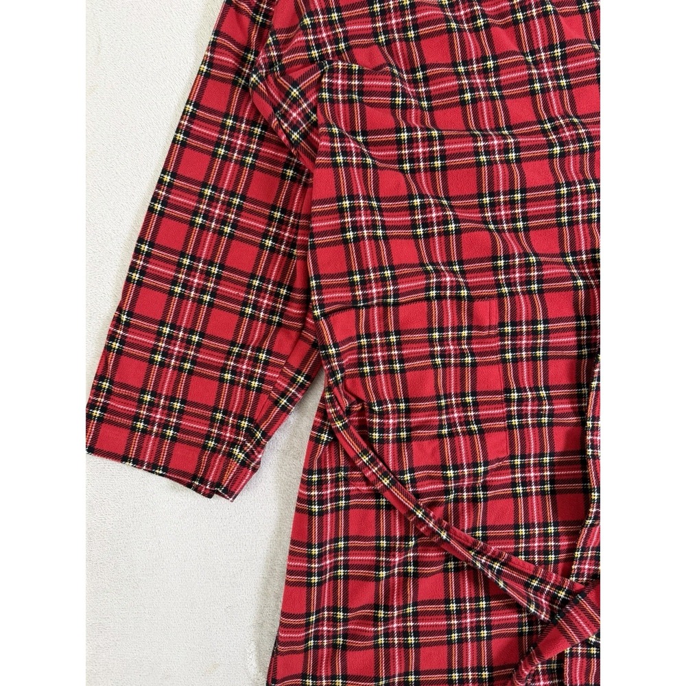 Tommy Hilfiger Bathrobe One Size Red Tartan Plaid Belted Lounge Robe - Picture 6 of 16
